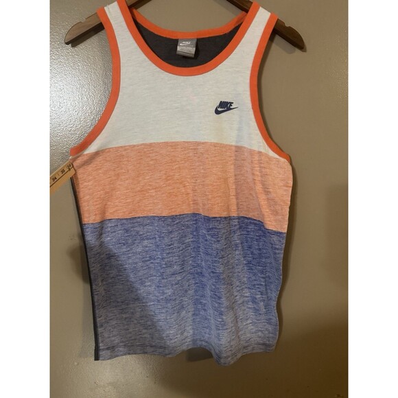 Vintage Nike Men’s Tank Top Med White Blue Orange Gray Label Y2K - Picture 1 of 8